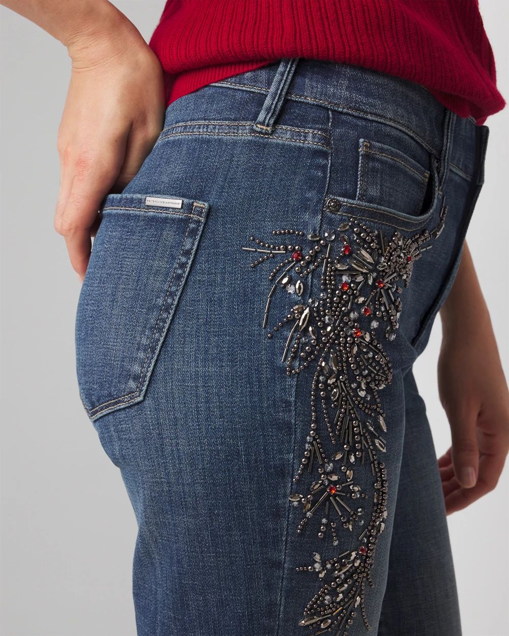 White house black market embroidered jeans discount